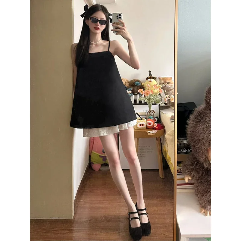 Cami Top Lace - تباين الألوان شيك فتاة 2 قطعة