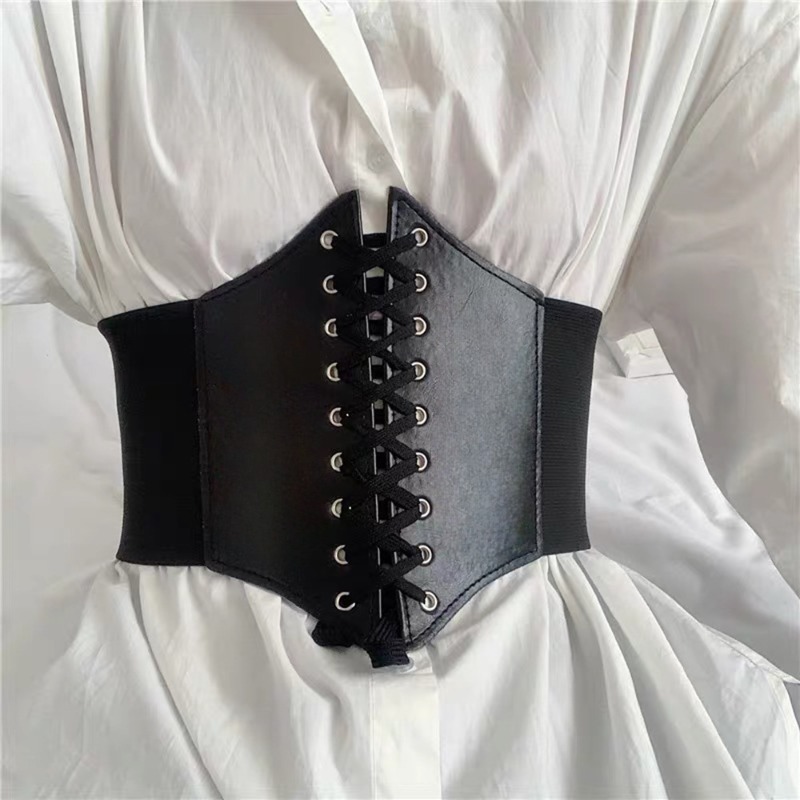 Corset Waist Cinch - مشد عصري بأحزمة واسعة من الجلد