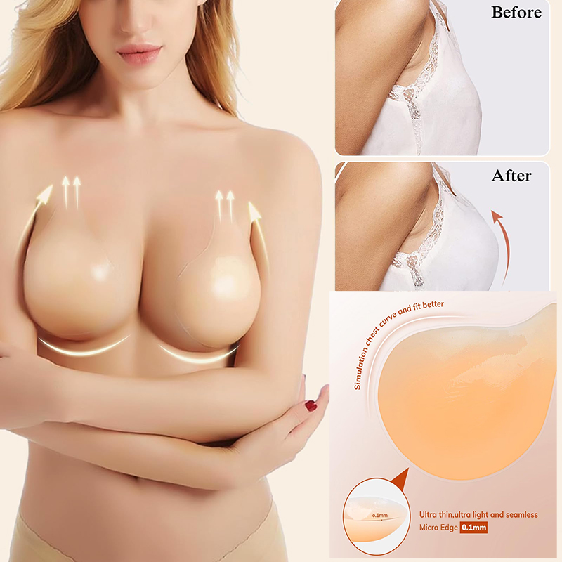 1/2 Pairs النساء لزجة الصدرية  - مراجعة Strapless Bra Backless وسعره