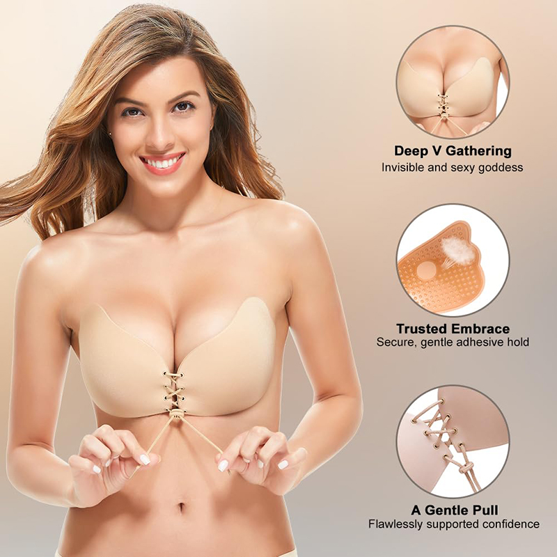 1/2 Pairs النساء الصيف عارية ا - مراجعة Strapless Bra Backless وسعره