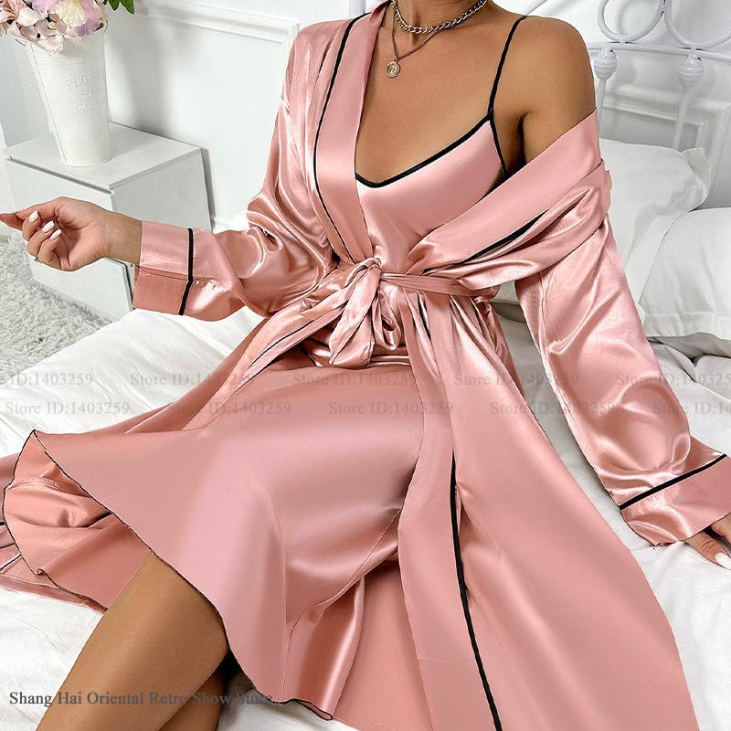 طقم رداء Twinset طويل مثير قمي - مراجعة Robe Silk Women وسعره